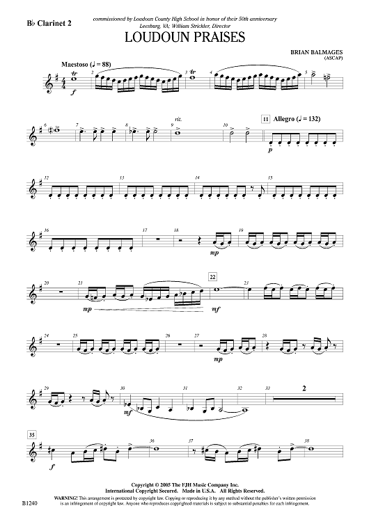 Loudoun Praises - Bb Clarinet 2
