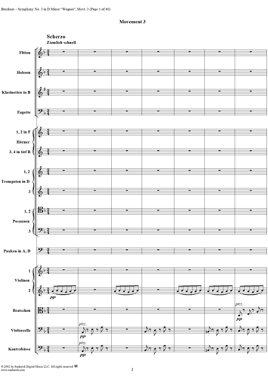 Symphony No. 3 in D Minor, "Wagner", WAB103 Movement 3 - Full Score