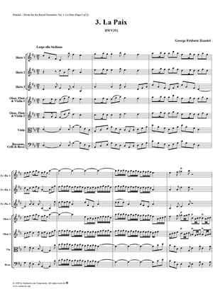 Music for the Royal Fireworks, No. 3: La Paix - Score
