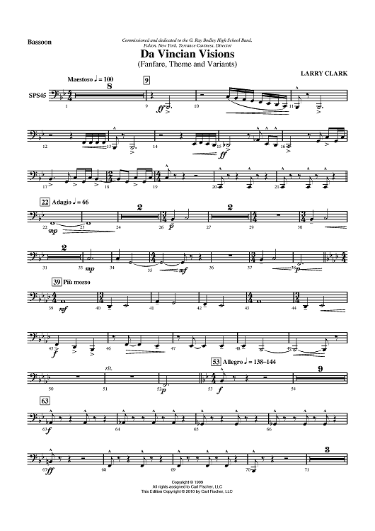 Da Vincian Visions (Fanfare, Theme and Variants) - Bassoon