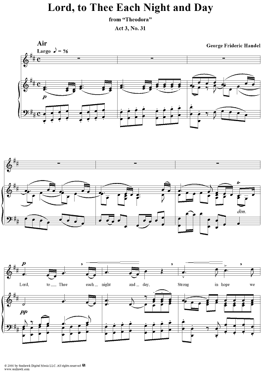 Theodora Oratorio, Act 3, no.31: Lord, To Each Night And Day, Air