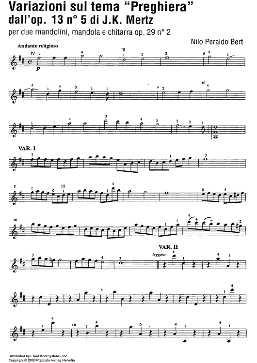 Variazioni sul tema Preghiera Op.29 No. 2 - Mandolin 1