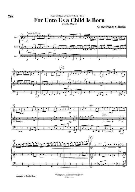 For Unto Us a Child Is Born - from The Messiah - Score