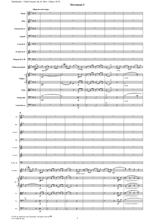 Violin Concerto in E Minor, Movement 3 - Full Score