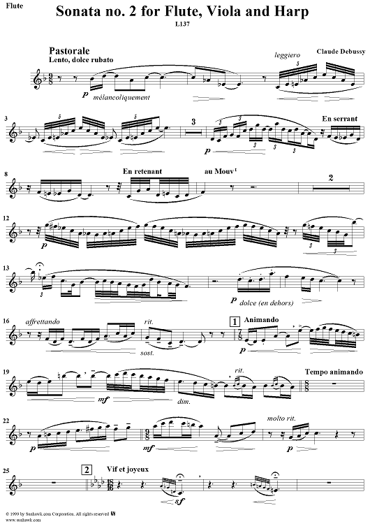 Sonata No. 2 for Flute, Viola and Harp - Flute