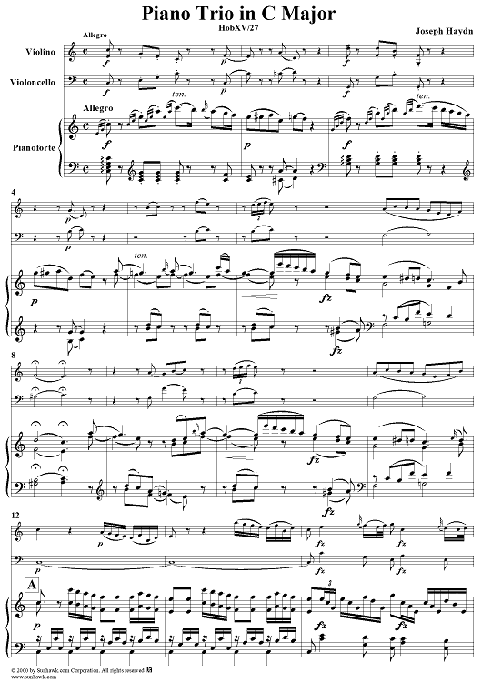 Piano Trio in C Major    (HobXV/27) - Piano