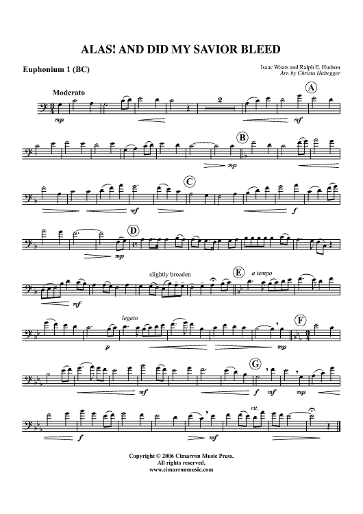 Alas! And Did My Savior Bleed - Euphonium 1 BC/TC