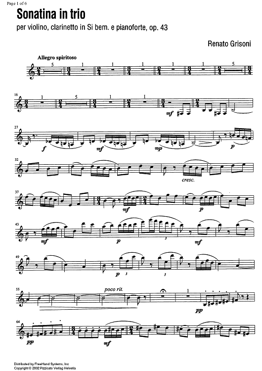 Sonatina in trio - Clarinet in B-flat