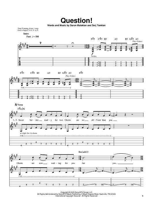 Soad 2025 hypnotize tabs