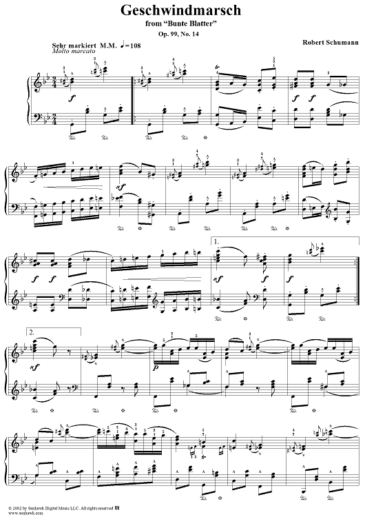 Bunte Blätter, Op. 99, No. 14, Geschwindmarsch (Quick March)
