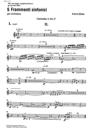 5 Frammenti sinfonici - B-flat Clarinet 2