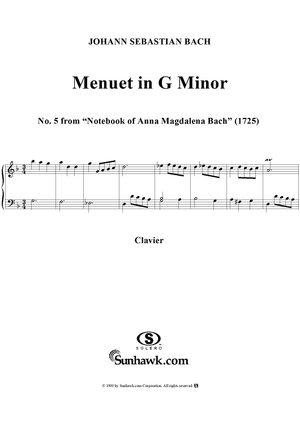 Minuet in G Minor from the Notebook of Anna Magdelena Bach