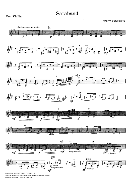 Saraband - Violin 2