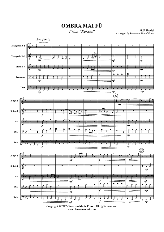 Ombra Mai Fu - From "Xerxes" - Score