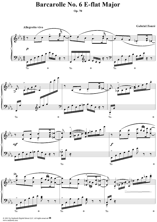 Barcarolle No. 6 in E-flat Major, Op. 70