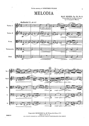 Melodia Op. 59, No. 11 - Score