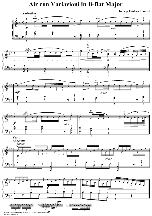 3 Lecons: Air con Variazioni in B-flat Major