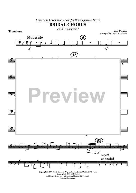Bridal Chorus - Trombone