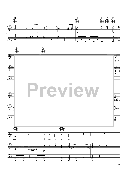 Holding Out For A Hero" Sheet Music by Bonnie Tyler; Frou Frou for