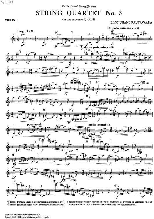 String Quartet No. 3 Op.18 - Violin 1