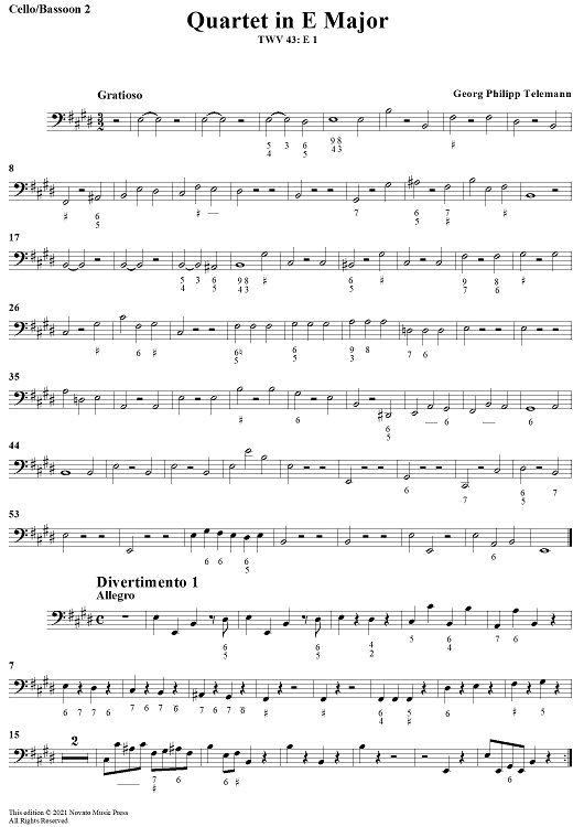 Quartet in E major - Cello/Bassoon 2