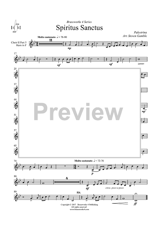 Spiritus Sanctus - Choir II Part 5, Horn in F