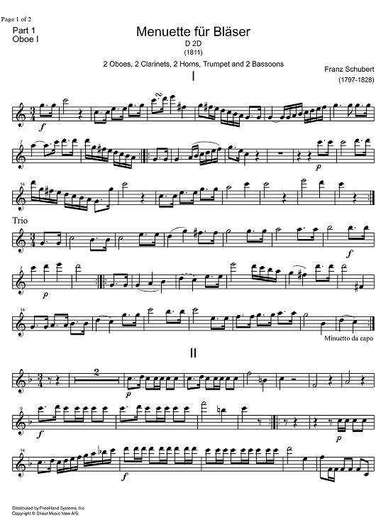 Minuet C Major D2d - Oboe 1