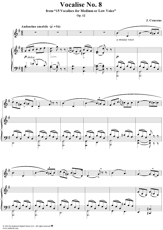 15 Vocalises for Medium or Low Voice, Op. 12: No. 8