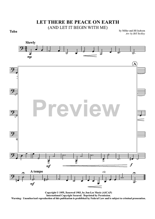 Let There Be Peace on Earth (and Let It Begin With Me) - Tuba