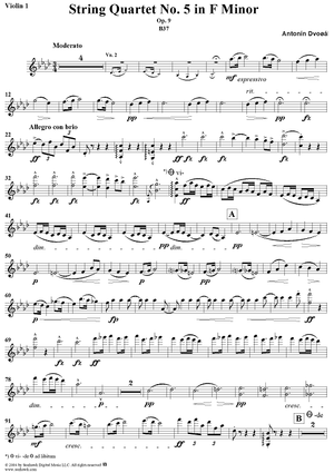 String Quartet No. 5 in F Minor, Op. 9 - Violin 1