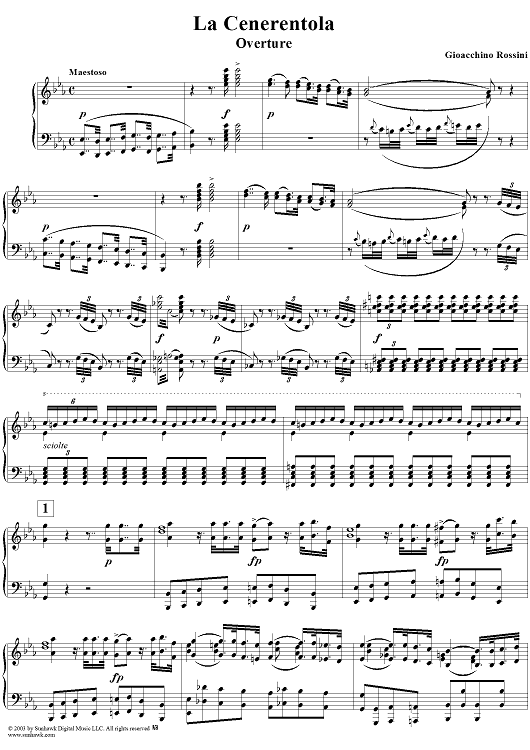 La Cenerentola, Overture - Vocal Score La Cenerentola, Overture - Vocal Score