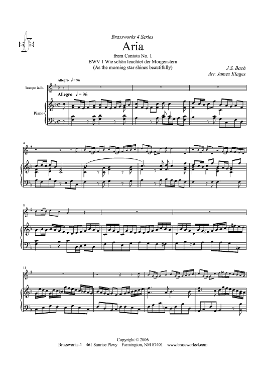 Aria (from Cantata No. 1) - Piano Score
