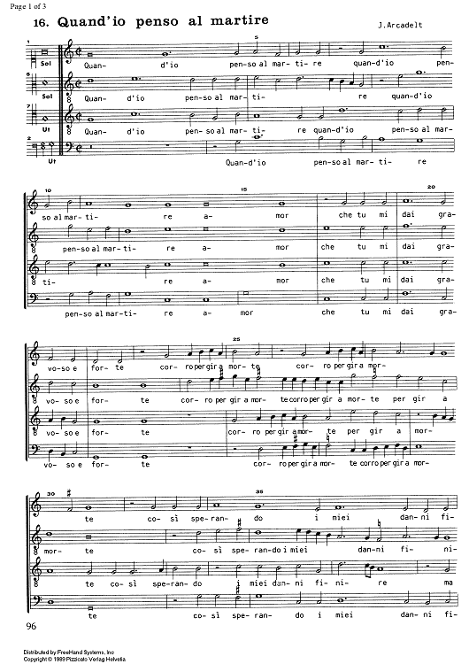 Quand'io penso al martire from 20 Madrigali - Score