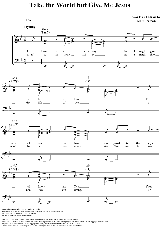 Take The World But Give Me Jesus