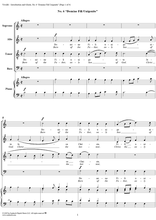 Introduction and Gloria, RV639: No. 6, Domine Fili Unigenite
