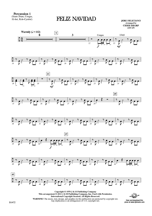 Feliz Navidad - Percussion 1