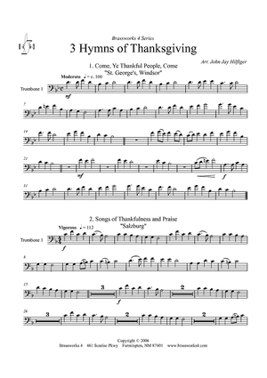 3 Hymns of Thanksgiving - Trombone 1
