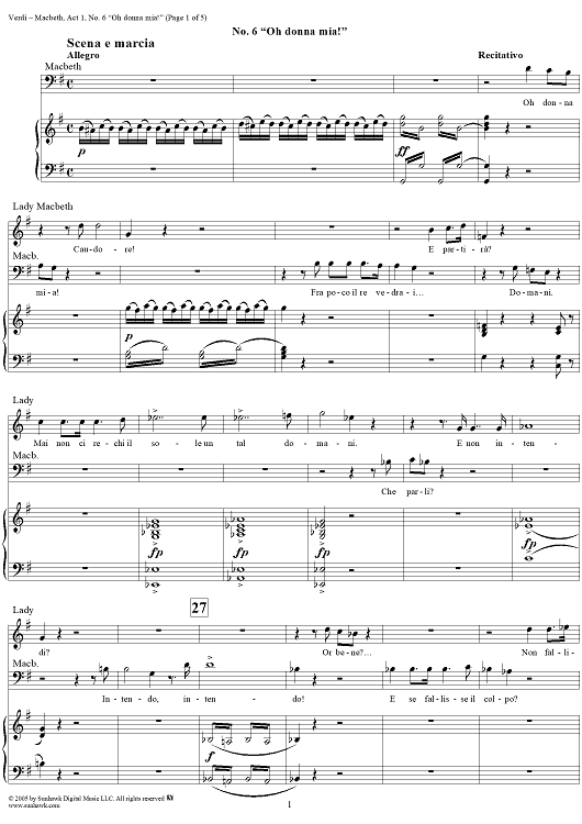 Macbeth, Act 1, No. 6, Scena and March. "Oh donna mia!"