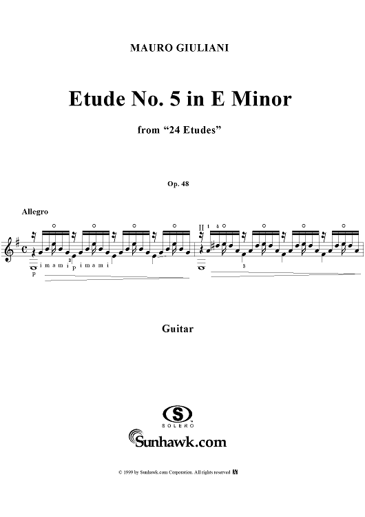 Etude No. 5 in E minor - From "24 Etudes"  Op. 48