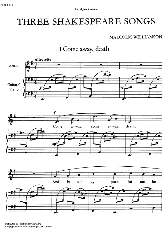 Come away, death from Twelfth Night