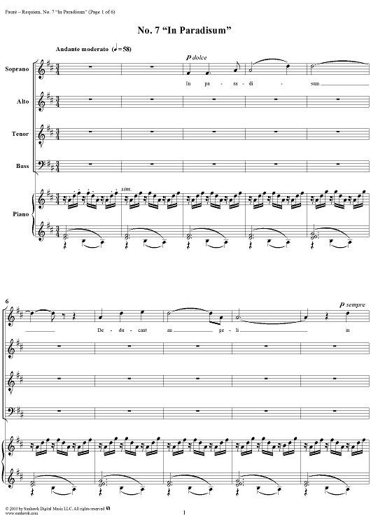 Requiem, Op. 48, No. 7: In Paradisum