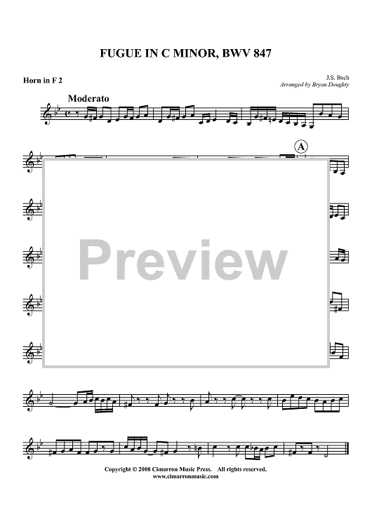 Fugue in C Minor, BWV 847 - Horn 2 in F
