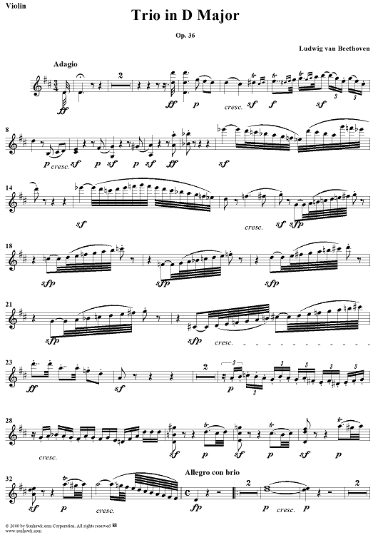 Trio in D Major, Op. 36 - Violin