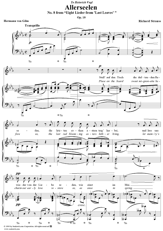 8 Lieder aus 'Letzte Blätter', Op. 10, No. 8: Allerseelen - No. 8 from "Eight Lieder from 'Last Leaves' "  Op. 10