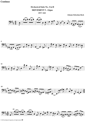 Orchestral Suite No. 3, No. 5: Gigue - Cello/Continuo