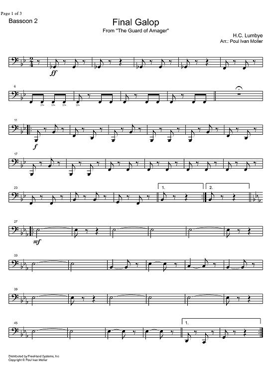 Final Galop from the Guard of Amager - Bassoon 2