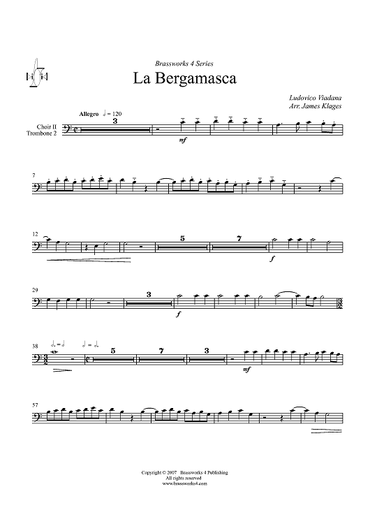 La Bergamasca - Choir 2, Trombone 2