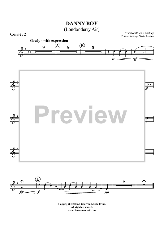 Danny Boy (Londonderry Air) - Cornet 2