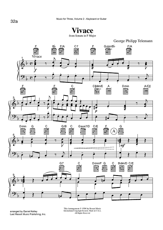 Vivace - from Sonata in F Major - Keyboard or Guitar