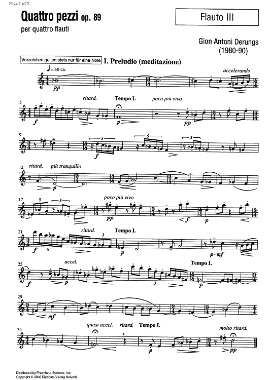 Quattro pezzi (Four Pieces) Op.89 - Flute 3